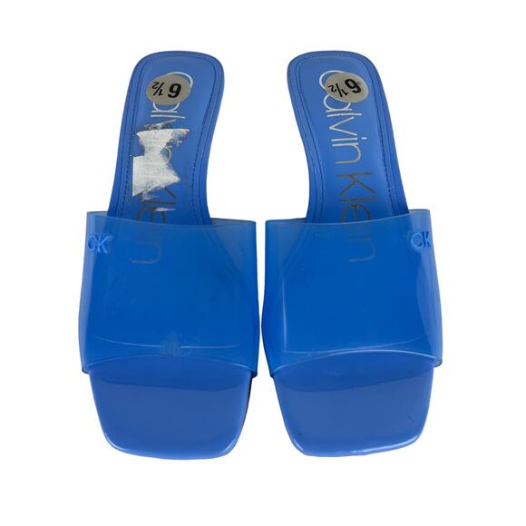 Calvin Klein Women's Blue Padded Graya Square Toe Kitten Heel Slip Sz 6.5 - Picture 3 of 9